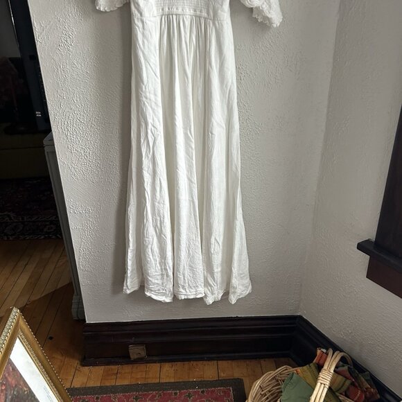 Free People Women's White Button Front Wrap Maxi Dress Medium Boho Fairy Beach - Picture 8 of 10
